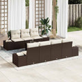 Garten-Sofa-Set mit Kissen 8 pcs Braun und Creme Poly-Rattan