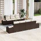 Garten-Sofa-Set mit Kissen 8 pcs Braun und Creme Poly-Rattan