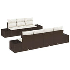 Garten-Sofa-Set mit Kissen 8 pcs Braun und Creme Poly-Rattan