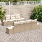 Garten-Sofa-Set mit Kissen 8 pcs Beige und Creme Poly-Rattan