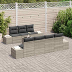 Garten-Sofa-Set 8 pcs Hellgrau und Dunkelgrau Poly-Rattan
