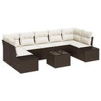 Gartensofa-set mit Kissen 8 pcs Braun und Creme Poly-Rattan