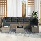 Gartensofa-set mit Kissen mit Speicher 8 pcs Grau Poly-Rattan