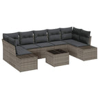 Gartensofa-set mit Kissen mit Speicher 8 pcs Grau Poly-Rattan
