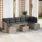 Gartensofa-set 8 pcs Hellgrau und Dunkelgrau Poly-Rattan
