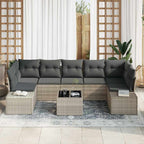 Gartensofa-set 8 pcs Hellgrau und Dunkelgrau Poly-Rattan