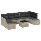 Gartensofa-set 8 pcs Hellgrau und Dunkelgrau Poly-Rattan