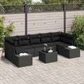 Gartensofa-set mit Kissen 8 pcs Schwarz Poly-Rattan