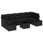 Gartensofa-set mit Kissen 8 pcs Schwarz Poly-Rattan