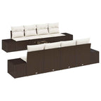 Garten-Sofa-Set mit Kissen 8 pcs Braun und Creme Poly-Rattan