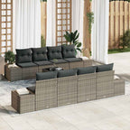 Garten-Sofa-Set mit Kissen mit Speicher 8 pcs Grau Poly-Rattan