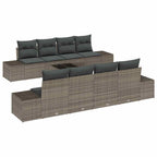 Garten-Sofa-Set mit Kissen mit Speicher 8 pcs Grau Poly-Rattan