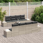 Garten-Sofa-Set 8 pcs Hellgrau und Dunkelgrau Poly-Rattan