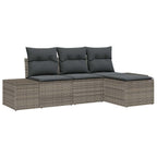 Garten-Sofa-Set mit Kissen mit Speicher 4 pcs Grau Poly-Rattan