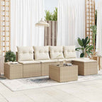Garten-Sofa-Set mit Kissen 5 pcs Beige und Creme Poly-Rattan
