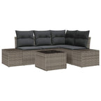 Gartensofa-set mit Speicher Hellgrau Poly-Rattan