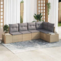 Gartensofa-set 5 pcs Beige und Hellgrau Poly-Rattan
