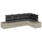 Gartensofa-set mit Speicher 5 pcs Hellgrau Poly-Rattan