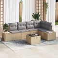 Gartensofa-set mit Speicher Beige und Hellgrau Poly-Rattan