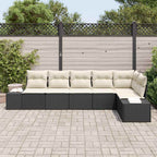 Gartensofa-set mit Speicher 6 pcs Schwarz und Creme Poly-Rattan