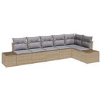 Gartensofa-set 6 pcs Beige und Hellgrau Poly-Rattan