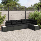 Gartensofa-set mit Speicher 6 pcs Schwarz Poly-Rattan