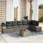 Gartensofa-set mit Speicher Hellgrau Poly-Rattan