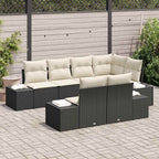 Gartensofa-set mit Speicher 7 pcs Schwarz und Creme Poly-Rattan