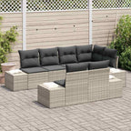 Gartensofa-set mit Speicher 7 pcs Hellgrau Poly-Rattan