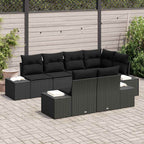 Gartensofa-set mit Speicher 7 pcs Schwarz Poly-Rattan