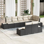 Gartensofa-set mit Speicher 8 pcs Schwarz und Creme Poly Rattan