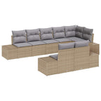 Gartensofa-set 8 pcs Beige und Hellgrau Poly Rattan