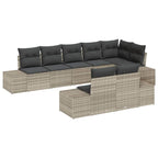 Gartensofa-set mit Speicher 8 pcs Hellgrau Poly Rattan