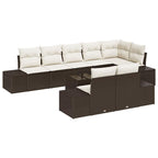 Gartensofa-set mit Speicher Braun und Creme Poly Rattan