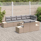 Gartensofa-set mit Speicher Beige und Hellgrau Poly Rattan