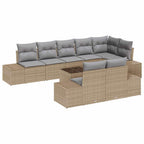 Gartensofa-set mit Speicher Beige und Hellgrau Poly Rattan