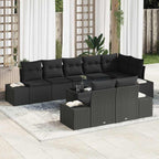 Gartensofa-set mit Speicher Schwarz Poly Rattan