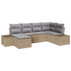 Garten-Sofa-Set mit Kissen 6 pcs Beige und Hellgrau Poly-Rattan