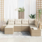 Garten-Sofa-Set mit Kissen 6 pcs Beige und Creme Poly-Rattan