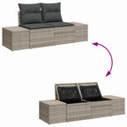 Garten-Sofa-Set mit Kissen 6 pcs Hellgrau Poly-Rattan