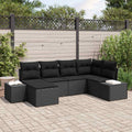 Garten-Sofa-Set mit Kissen 6 pcs Schwarz Poly-Rattan