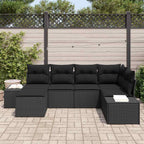 Garten-Sofa-Set mit Kissen 6 pcs Schwarz Poly-Rattan