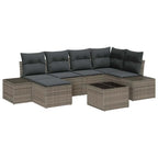 Garten-Sofa-Set mit Kissen mit Speicher 6 pcs Grau Poly-Rattan