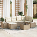 Garten-Sofa-Set mit Kissen 6 pcs Beige und Creme Poly-Rattan