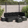 Garten-Sofa-Set mit Kissen 6 pcs Schwarz Poly-Rattan