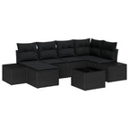 Garten-Sofa-Set mit Kissen 6 pcs Schwarz Poly-Rattan