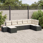 Garten-Sofa-Set mit Kissen 7 pcs Schwarz Poly-Rattan