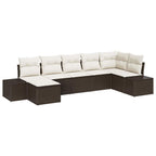 Garten-Sofa-Set mit Kissen mit Speicher 7 pcs Braun Poly Rattan