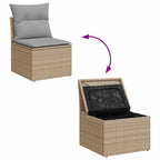 Garten-Sofa-Set mit Kissen mit Speicher 7 pcs Beige Poly-Rattan