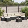 Garten-Sofa-Set mit Kissen 7 pcs Schwarz Poly-Rattan